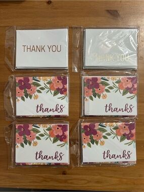 Thank you cards and envelopes pack of 6 (total 48 cards and 48 envelopes)